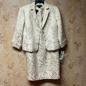 Blazer and dress beige gold metallic brand new